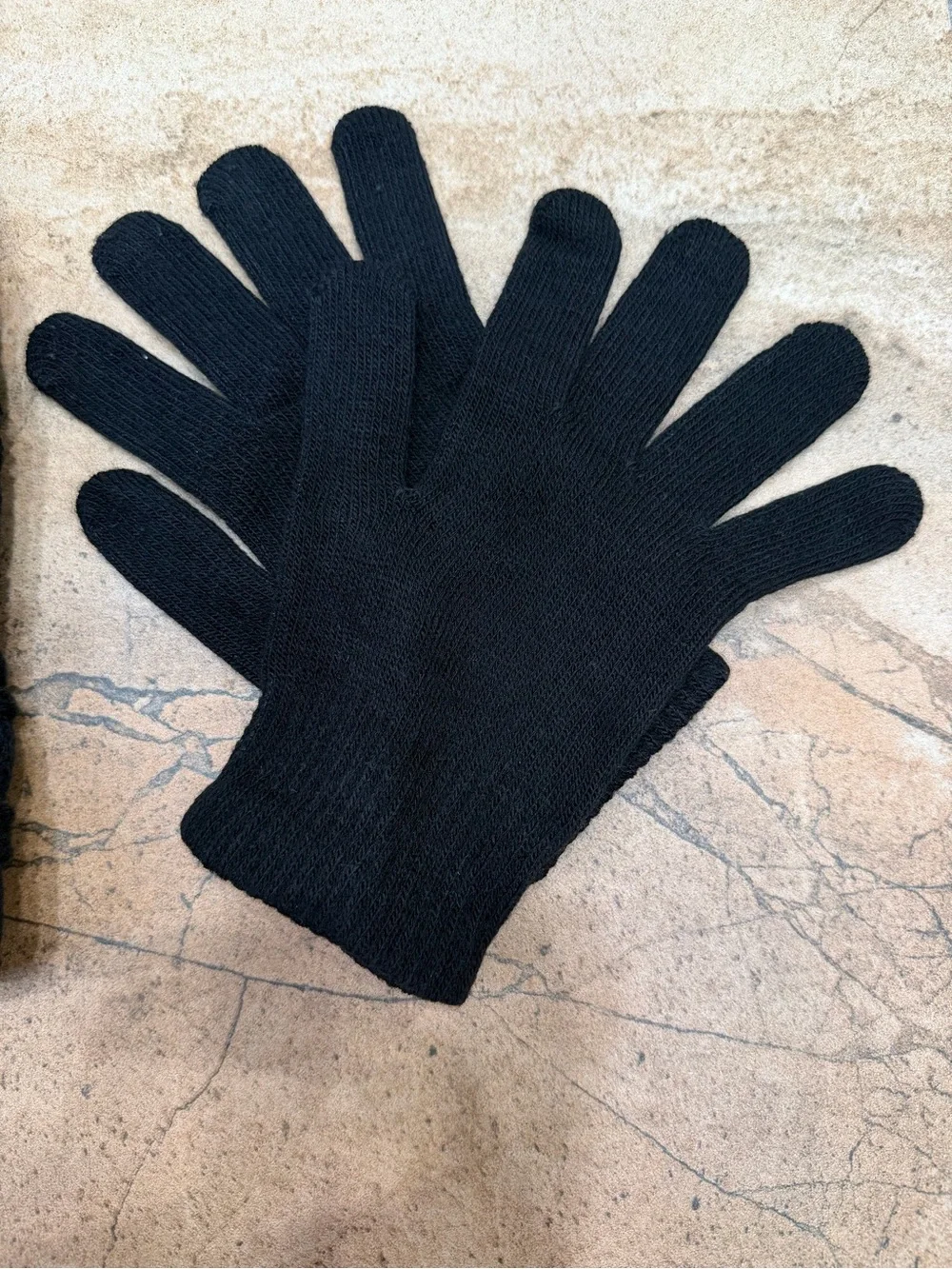 Kids Black Knit Beanie and Gloves Set